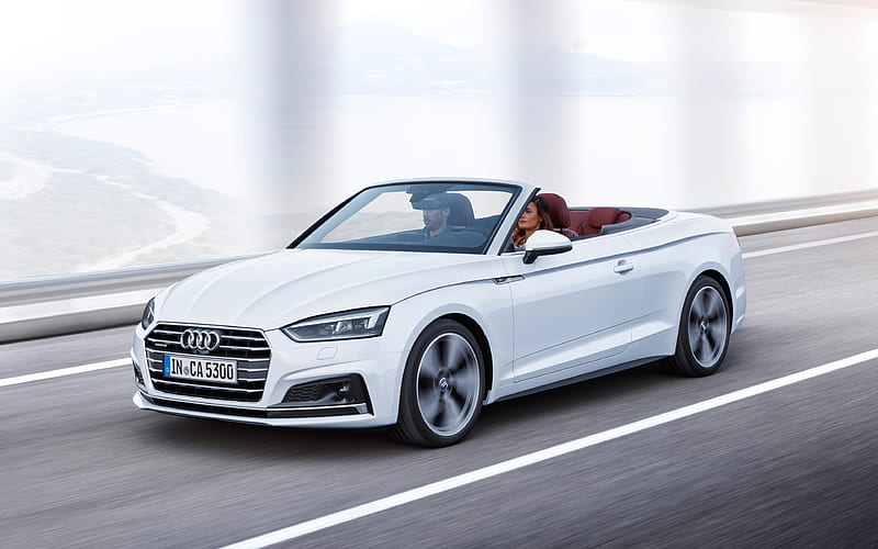 Audi A5 Cabriolet, 2018 white cabriolet A5, new cars, German cars, Audi, HD wallpaper