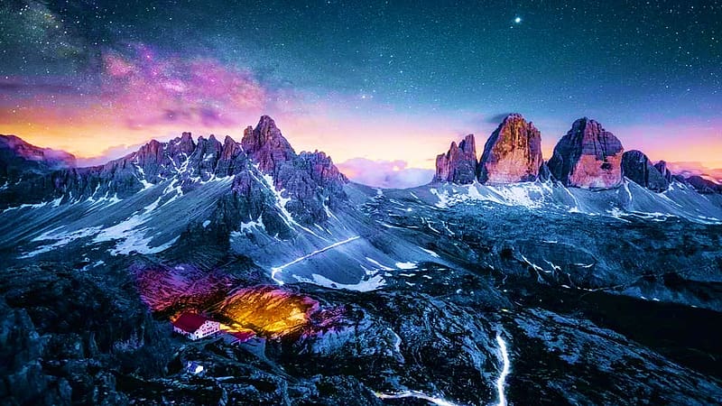 Tre Cime Di Lavaredo - Three Peaks Of The Dolomites, Italy, colors, clouds, south tyrol, landscape, sky, rocks, alps, HD wallpaper
