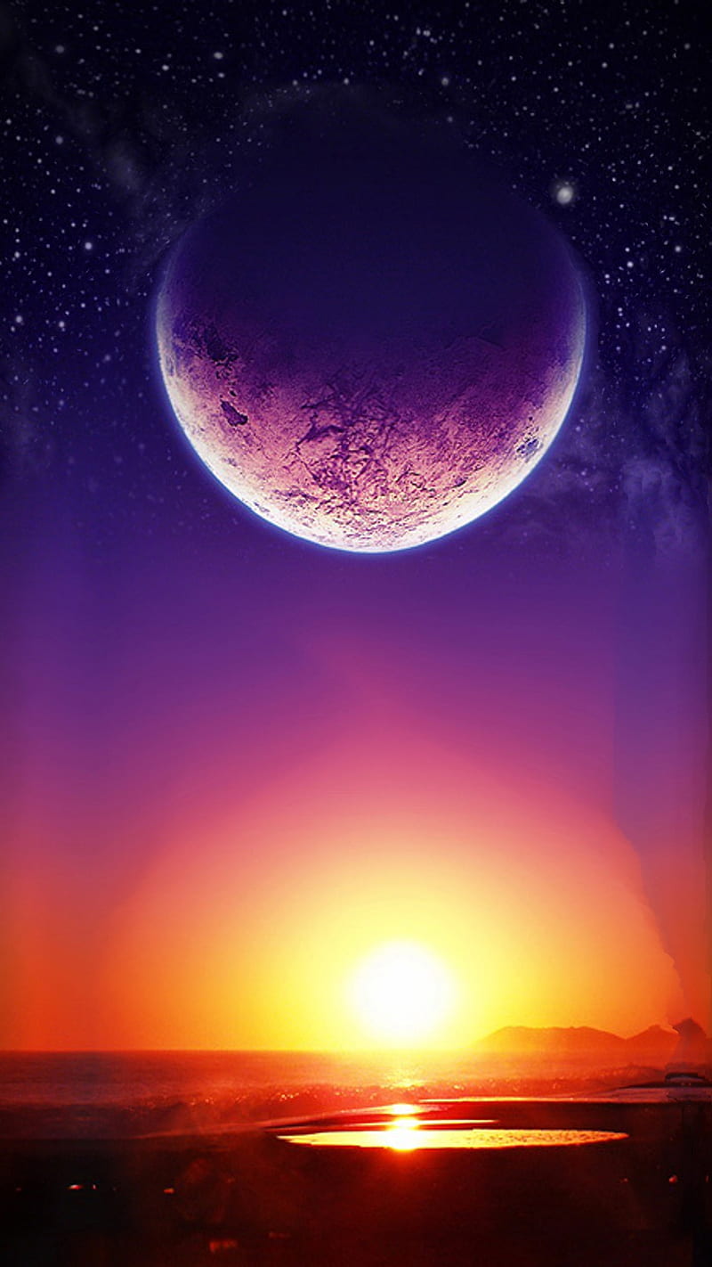 moon and sun, nature, HD phone wallpaper