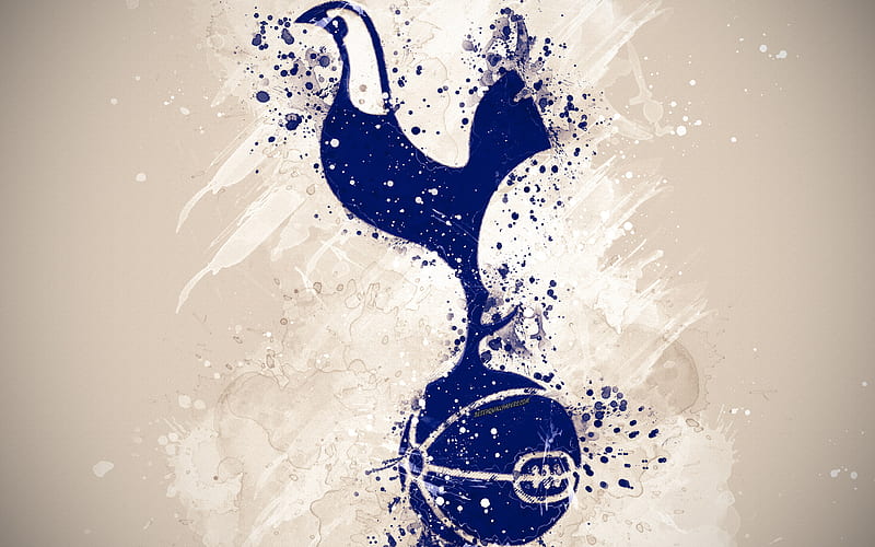 Tottenham Hotspur FC paint art, logo, creative, English football team, Premier League, emblem, white background, grunge style, Tottenham, London, England, UK, football, HD wallpaper