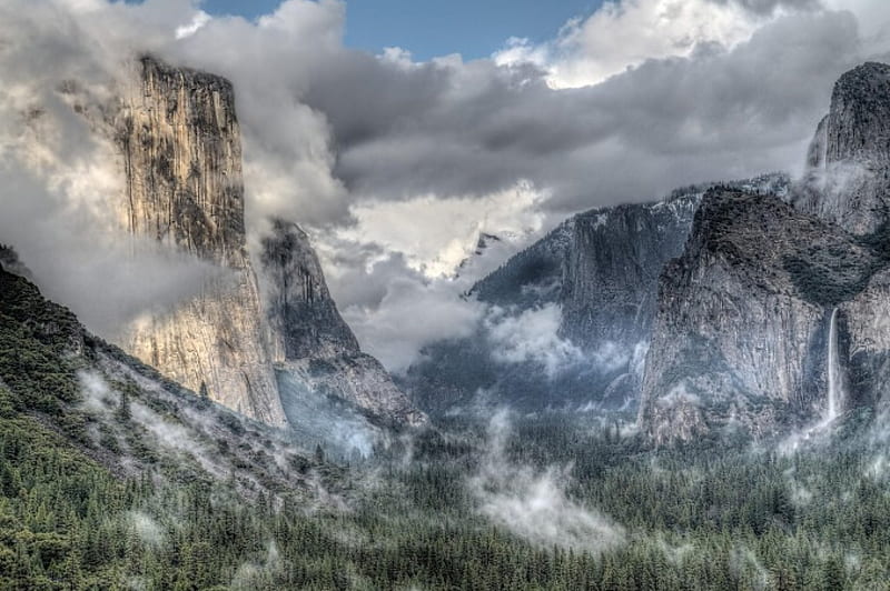 Yosemite Valley, Mountain, Forest, Cool, Nature, Fun, Clouds, Hd 