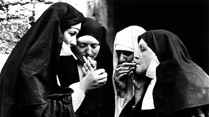 smoke brake, nuns, noughty, smoking, time, HD wallpaper