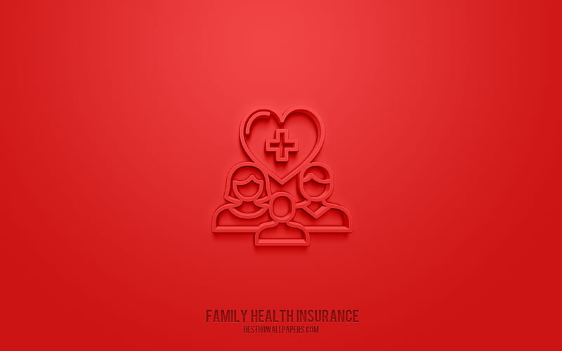 Family Health Insurance 3d icon, white background, 3d symbols, Family Health Insurance, Insurance icons, 3d icons, Family Health Insurance sign, Insurance 3d icons, HD wallpaper