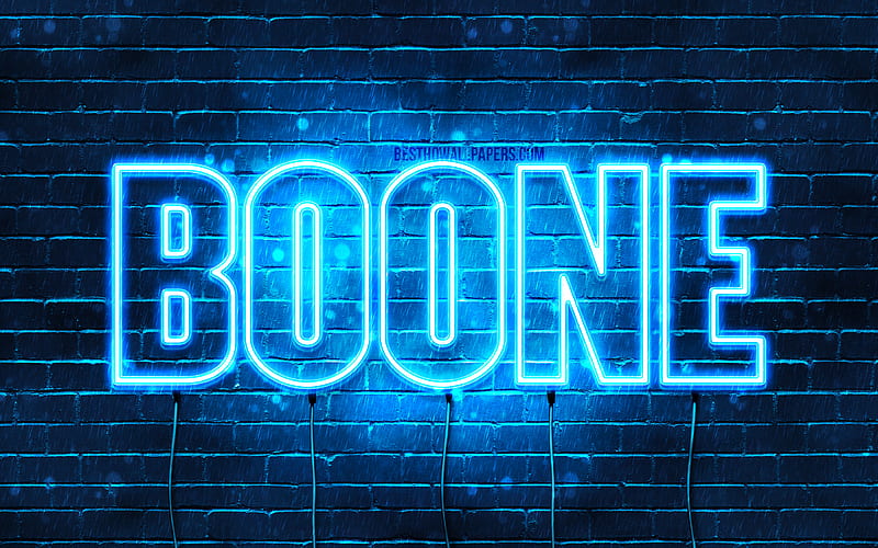 Boone with names, horizontal text, Boone name, blue neon lights, with Boone name, HD wallpaper