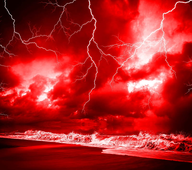 Wallpaper 4k Lightning Storm Red Sky 4k Wallpaper