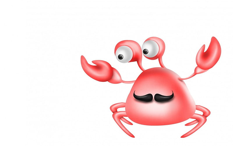 Crab, mustache, black, child, funny, white, pink, card, HD wallpaper