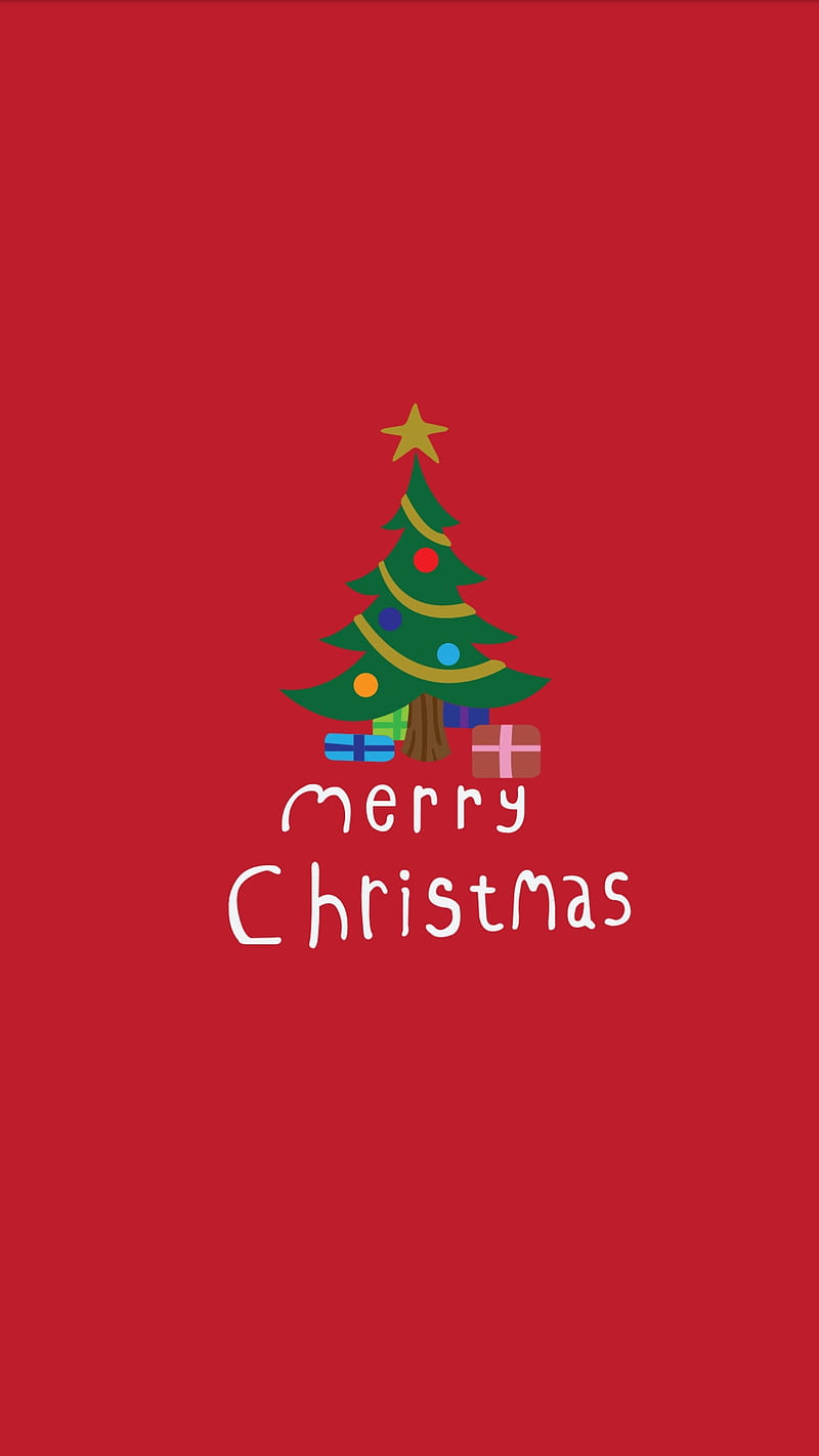 Christmas, christmastree, green, happy, merry, present, presents, red, tree, white, HD phone wallpaper