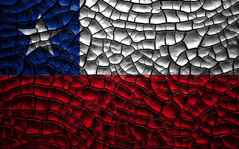 Flag of Chile cracked soil, South America, Chilean flag, 3D art, Chile, South American countries, national symbols, Chile 3D flag, HD wallpaper