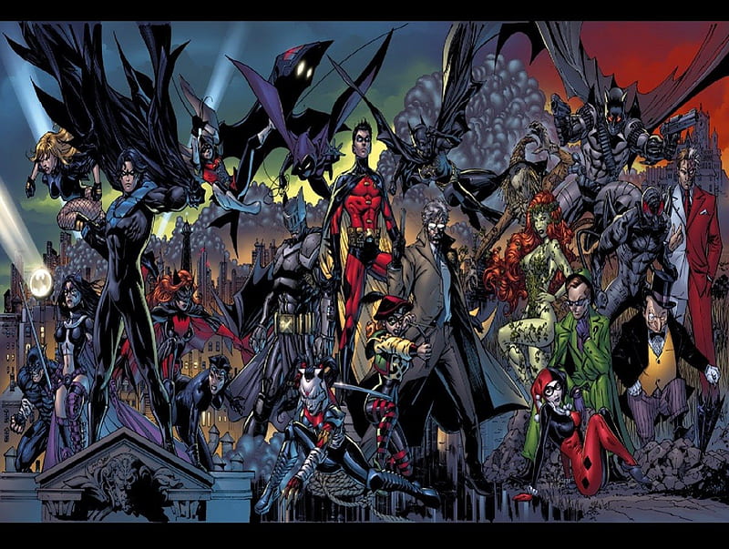 Battle For The Cowl, nightwing, robin, batgirl, catwoman, two face, HD wallpaper