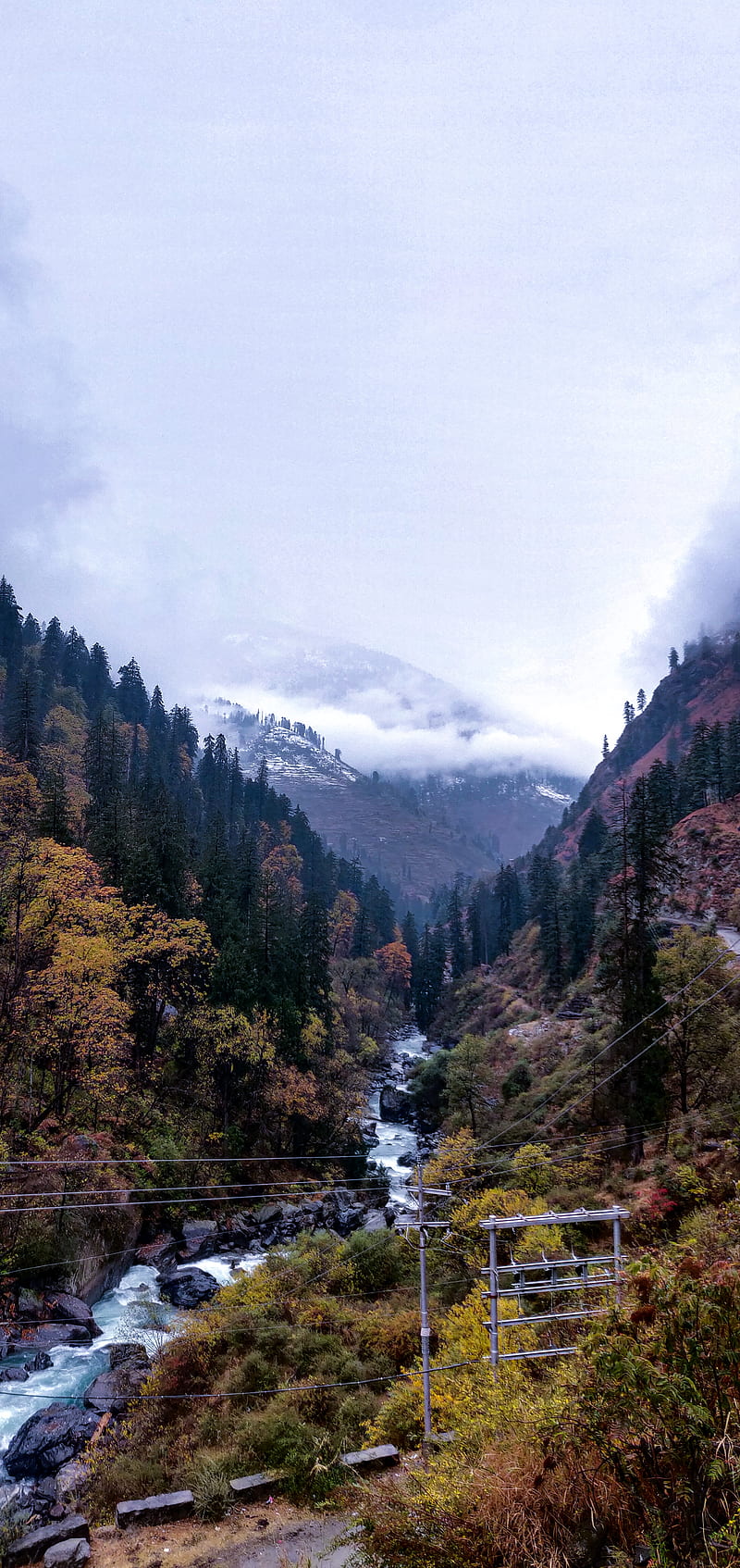 Parvati Valley, clouds, himachal pradesh, mountains, paysage, river, HD phone wallpaper