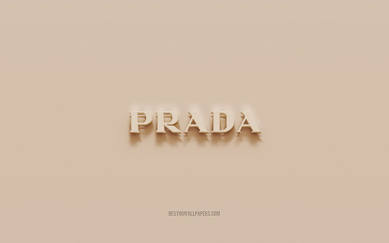 Prada logo, brown plaster background, Prada 3d logo, brands, Prada emblem, 3d art, Prada, HD wallpaper