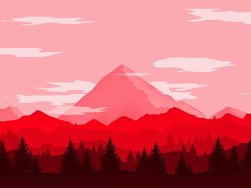 Red Mountains Minimalist , minimalism, minimalist, mountains, artist, artwork, digital-art, dribbble, HD wallpaper