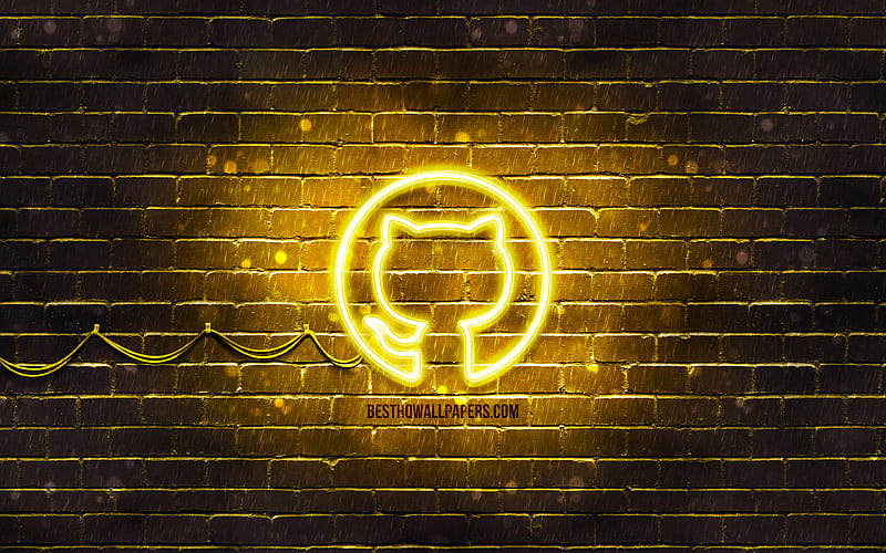 Github yellow logo yellow brickwall, Github logo, social networks, Github neon logo, Github, HD wallpaper