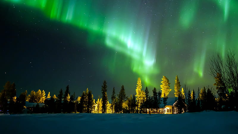 Finland Night Northern Lights 2020 Nature Scenery, HD wallpaper