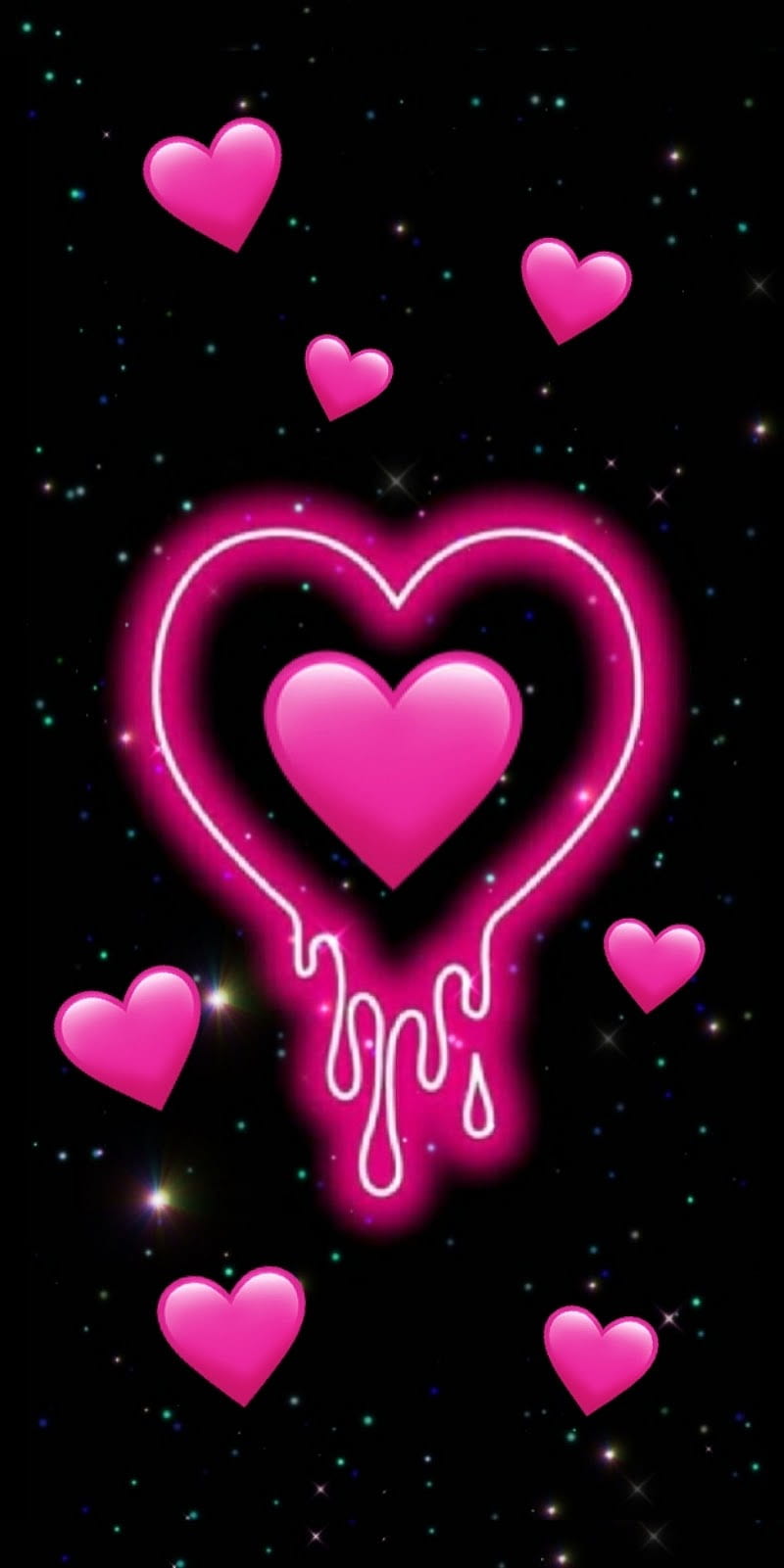 Dripping heart, dripling, florescent, corazones, pink, HD phone wallpaper