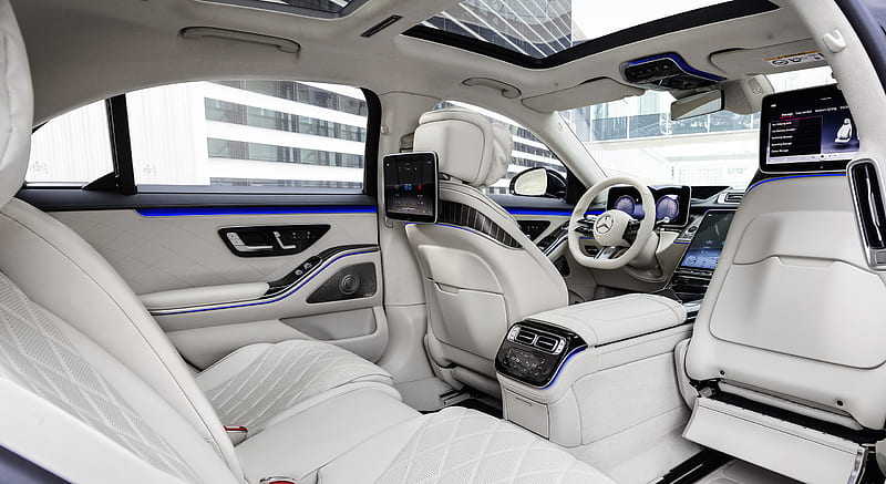 2021 Mercedes-Benz S-Class Plug-In Hybrid (Color: Leather Nappa Macchiato Beige/Magma Grey) - Interior, Rear Seats , car, HD wallpaper