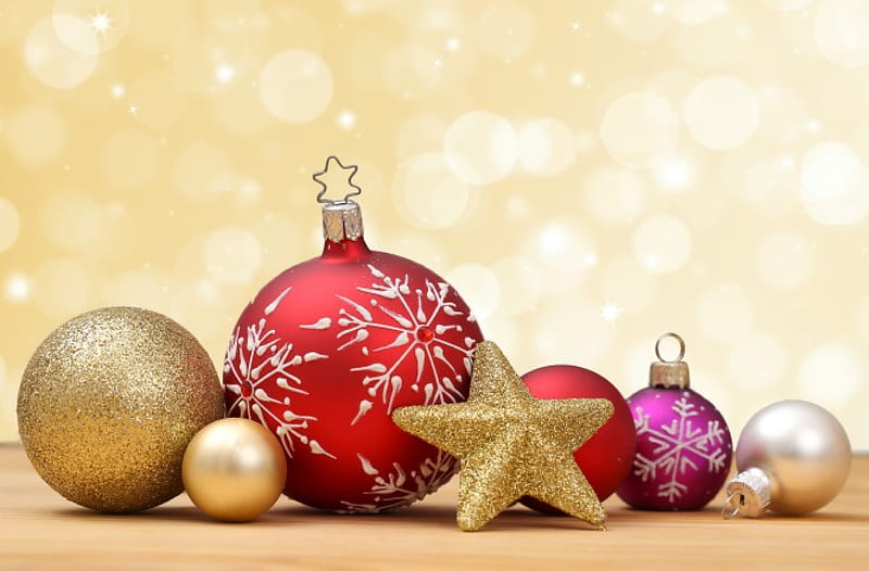 Christmas Decoration, bokeh, merry christmas, balls, christmas, magic ...