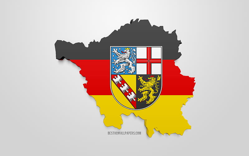 Saarland map silhouette, 3d flag of Saarland, federal state of Germany, 3d art, Saarland 3d flag, Germany, Europe, Saarland, geography, States of Germany, HD wallpaper