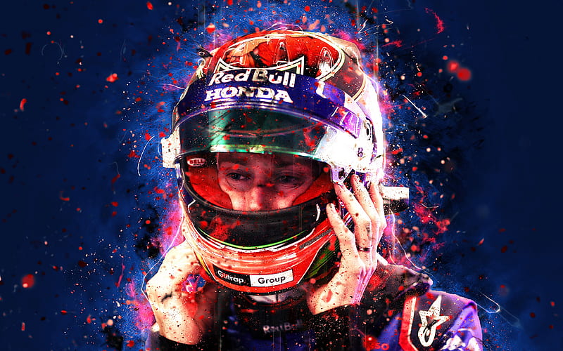 Brendon Hartley, abstract art, Formula 1, F1, Toro Rosso 2018, Red Bull Toro Rosso, Hartley, neon lights, Formula One, Toro Rosso, HD wallpaper