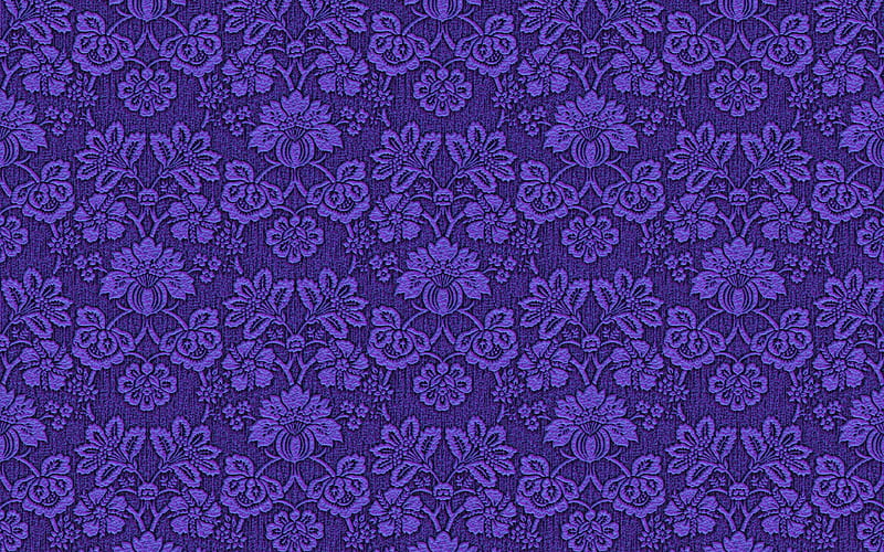 violet fabric, floral pattern, violet background, vintage pattern, damask patterns, damask texture, HD wallpaper
