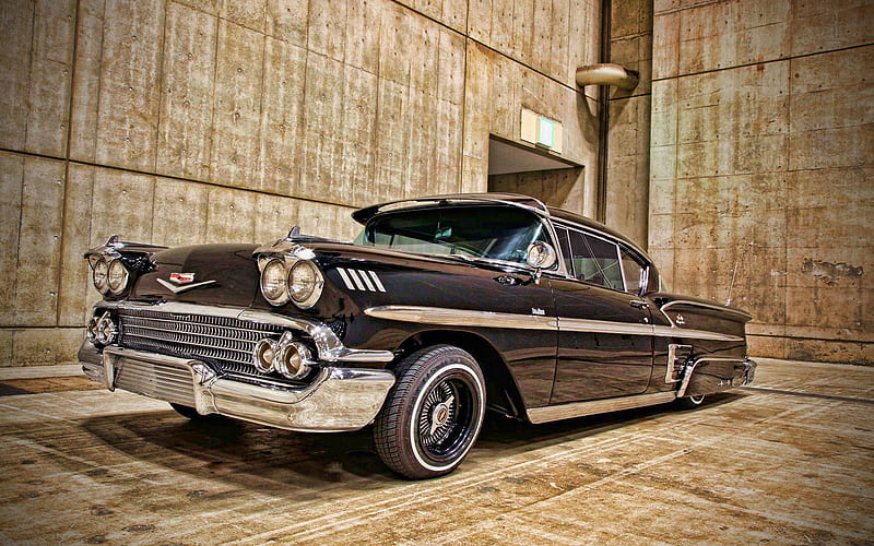Chevrolet Impala, lowrider, retro cars, 1958 cars, customized Impala, american cars, red imapala, 1958 Chevrolet Impala, Chevrolet, HD wallpaper