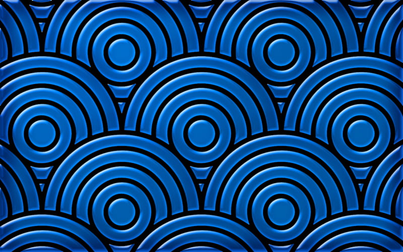Deep Blue Ripples, pattern, concentric circles, circles, desenho, textures, tranquil, concentric, calm, sand, lines, colours, HD wallpaper