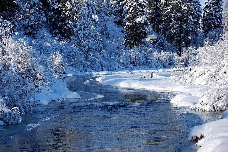Cold Winter River, river, water, snow, winter, HD wallpaper