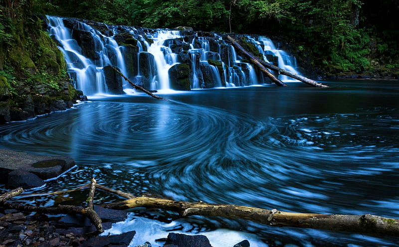 Upper Beaver Falls, Oregon, rocks, waterfall, nature, usa, HD wallpaper