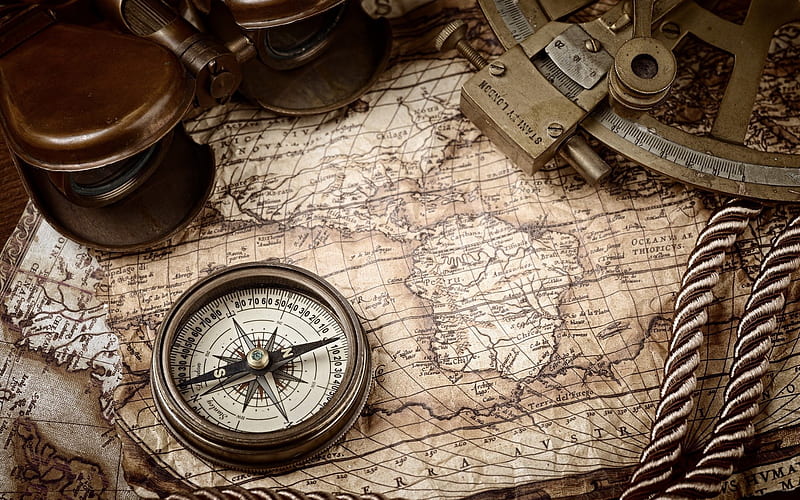 vintage compass, retro art, old map, travel concepts, map concepts, old binoculars, vintage things for with resolution . High Quality, HD wallpaper