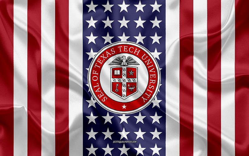Texas Tech University Emblem, American Flag, Texas Tech University logo, Lubbock, Texas, USA, Texas Tech University, HD wallpaper