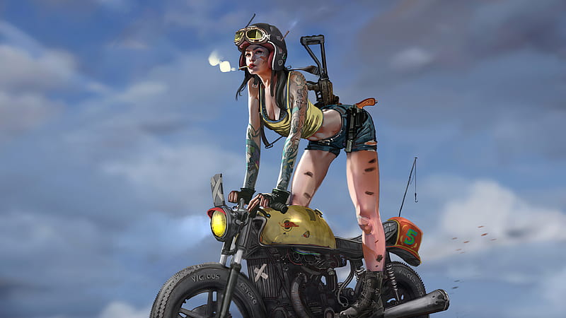 Cool Girl On Bike, artist, artwork, artstation, HD wallpaper
