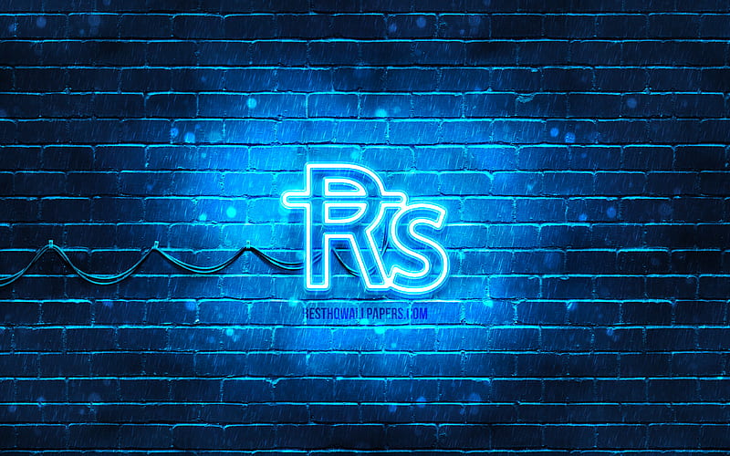 Sri Lankan rupee neon icon blue background, currency, neon symbols, Sri Lankan rupee, neon icons, Sri Lankan rupee sign, currency signs, Sri Lankan rupee icon, currency icons, HD wallpaper