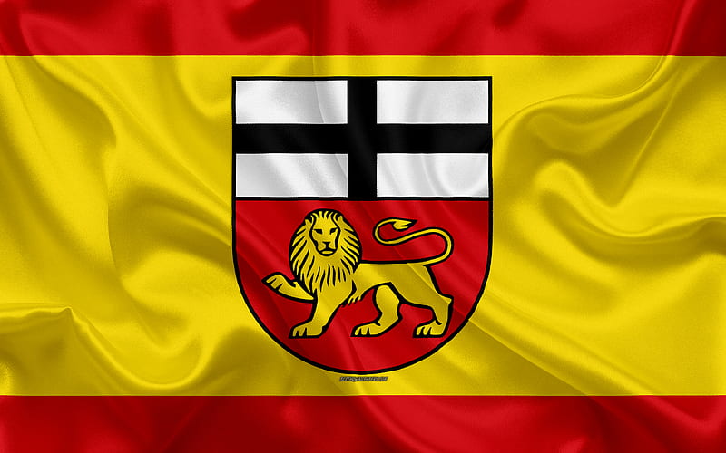 Flag of Bonn silk texture, yellow red silk flag, coat of arms, German city, Bonn, Germany, HD wallpaper