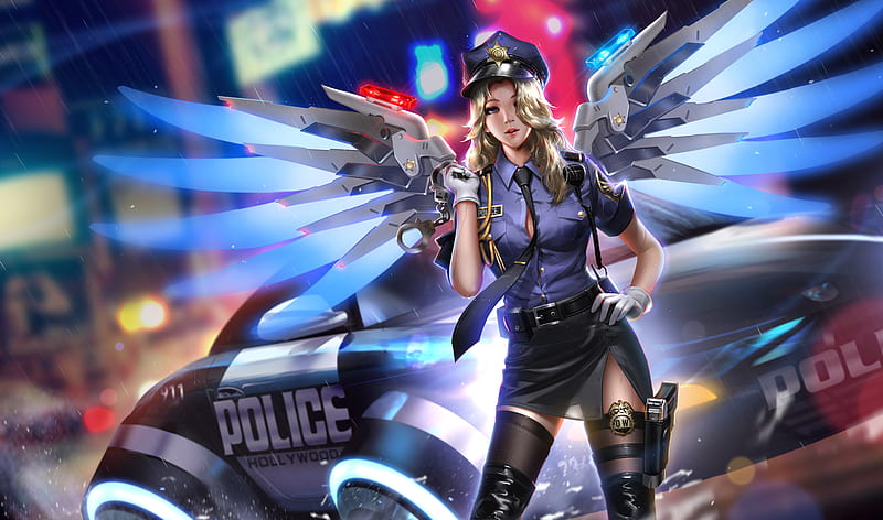 Police Girl Mercy Overwatch 2018 , mercy-overwatch, overwatch, games, artwork, police, HD wallpaper