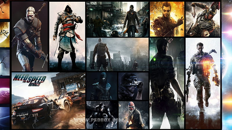 gaming collage, payday, ac4, son of roma, black list, nfs rivals, bf4, HD wallpaper