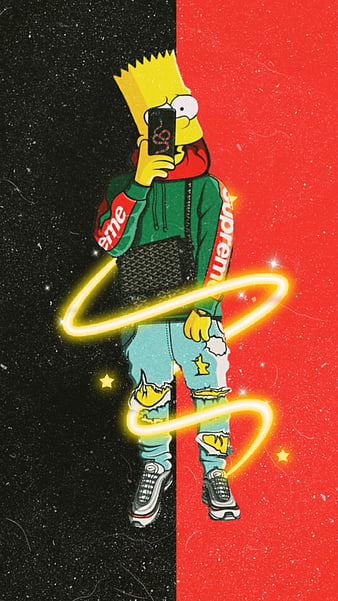 Bart flexing yeezy, bart, brown, lit, lv, red, simpson, supreme, trap,  trendy, HD phone wallpaper