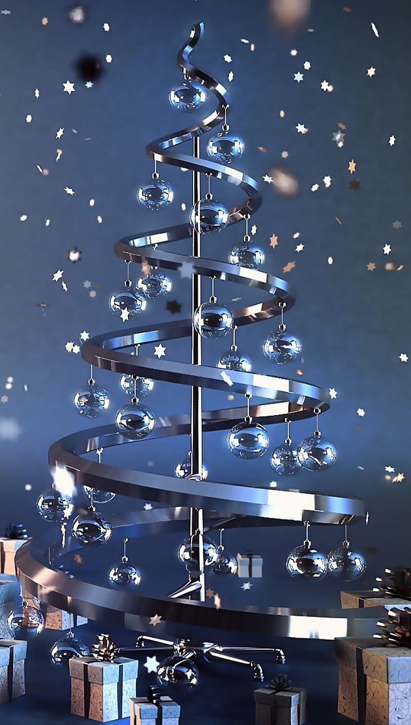 Christmas Tree, holiday, metal tree, HD phone wallpaper