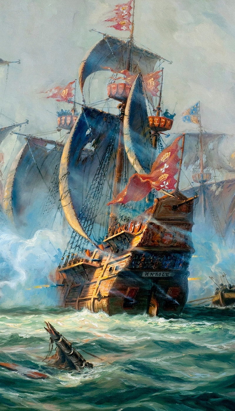 Brig, ship, warship, wooden ship, HD phone wallpaper