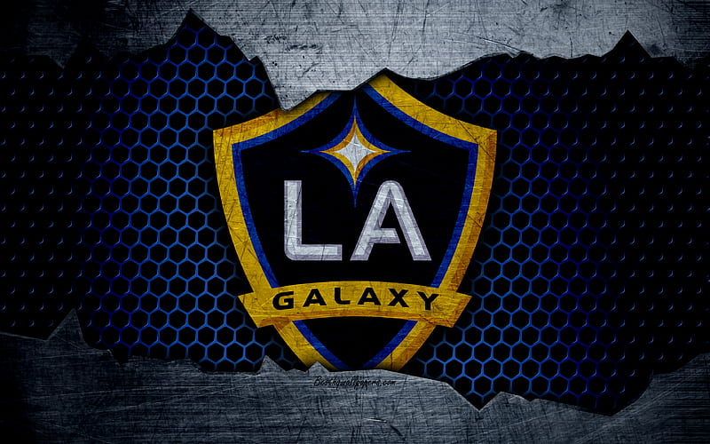 Los Angeles Galaxy logo, MLS, soccer, Western Conference, football club, USA, LA Galaxy, grunge, metal texture, Los Angeles Galaxy FC, HD wallpaper