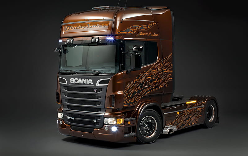 Scania V8, amber, black, HD wallpaper