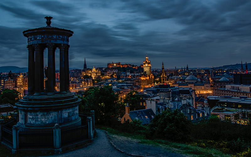 Calton Hill, Edinburgh, evening, cityscape, landmark, Scotland, HD wallpaper