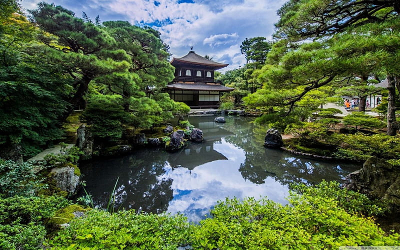 japanese garden, nature, cool, japan, lake, HD wallpaper
