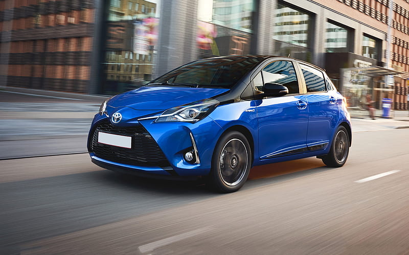Toyota Yaris, 2020, front view, exterior, blue hatchback, new blue Yaris, japanese cars, Toyota, HD wallpaper