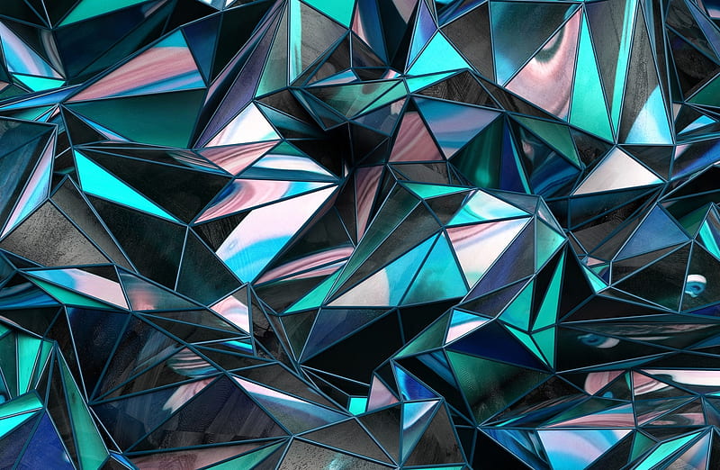 Polygon Design Background Ultra, Artistic, Abstract, Turquoise, desenho, Colourful, Reflection, Triangles, Interesting, digitalart, polygons, graphicdesign, LowPoly, polygonal, HD wallpaper
