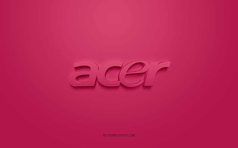 Acer logo, purple background, Acer 3d logo, 3d art, Acer, brands logo, pink 3d Acer logo, HD wallpaper