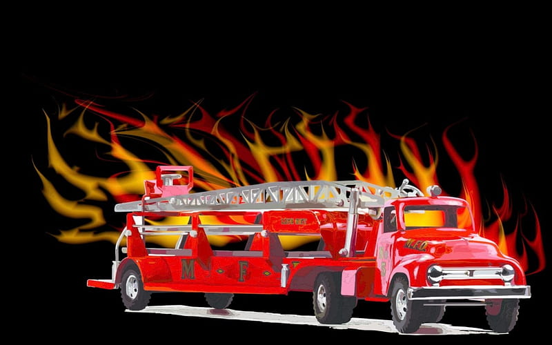 tonka toy fire truck, toy, fire, tonka, truck, HD wallpaper