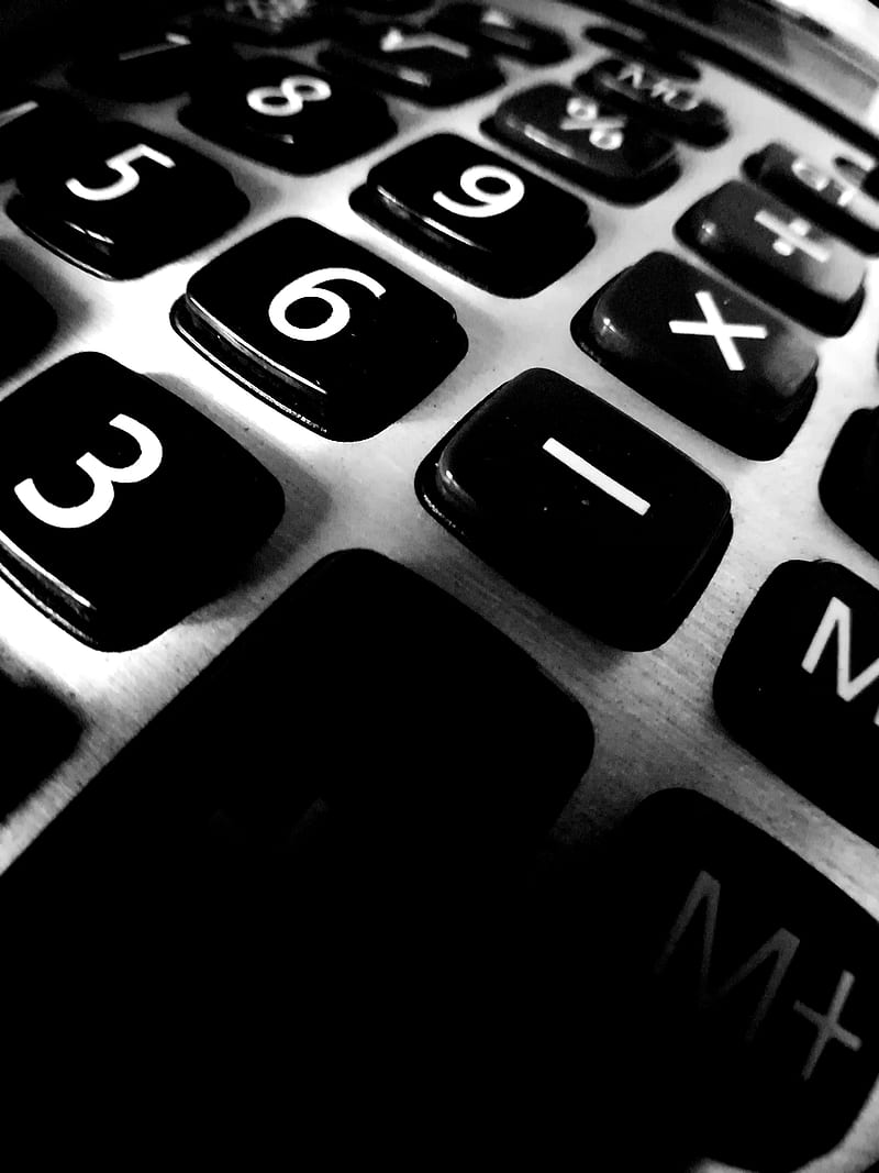 Calculator, android, black and white, calm, game, hacker, iphone, keyboard, programmer, HD phone wallpaper