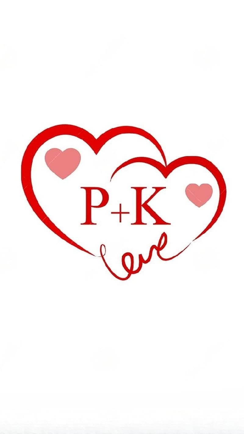 P K Naam Se, Two Red Heart, love, alphabet, HD phone wallpaper