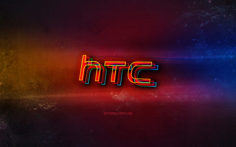 HTC logo, light neon art, HTC emblem, HTC neon logo, creative art, HTC, HD wallpaper