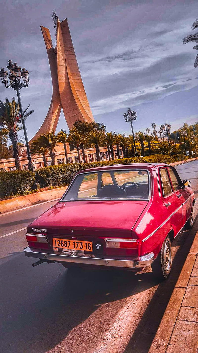 Algeria, alger, sky, oran, nature, palm, sun, cloud, dacia, red, car,  street, HD phone wallpaper | Peakpx